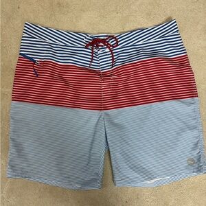 Vineyard Vines Men's Stripe Classic Preppy Bathing suit Red Blue
